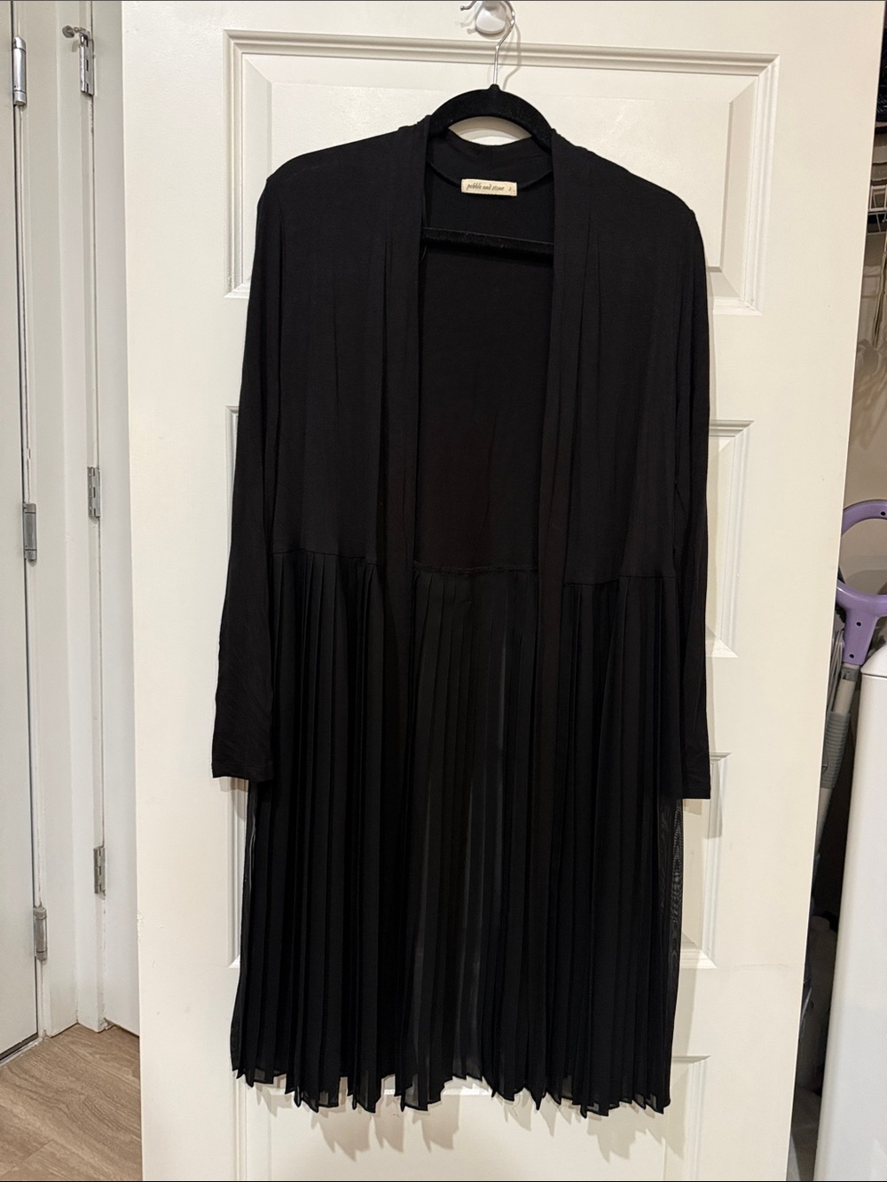 Pebble and Stone Pleated Open Front Cardigan